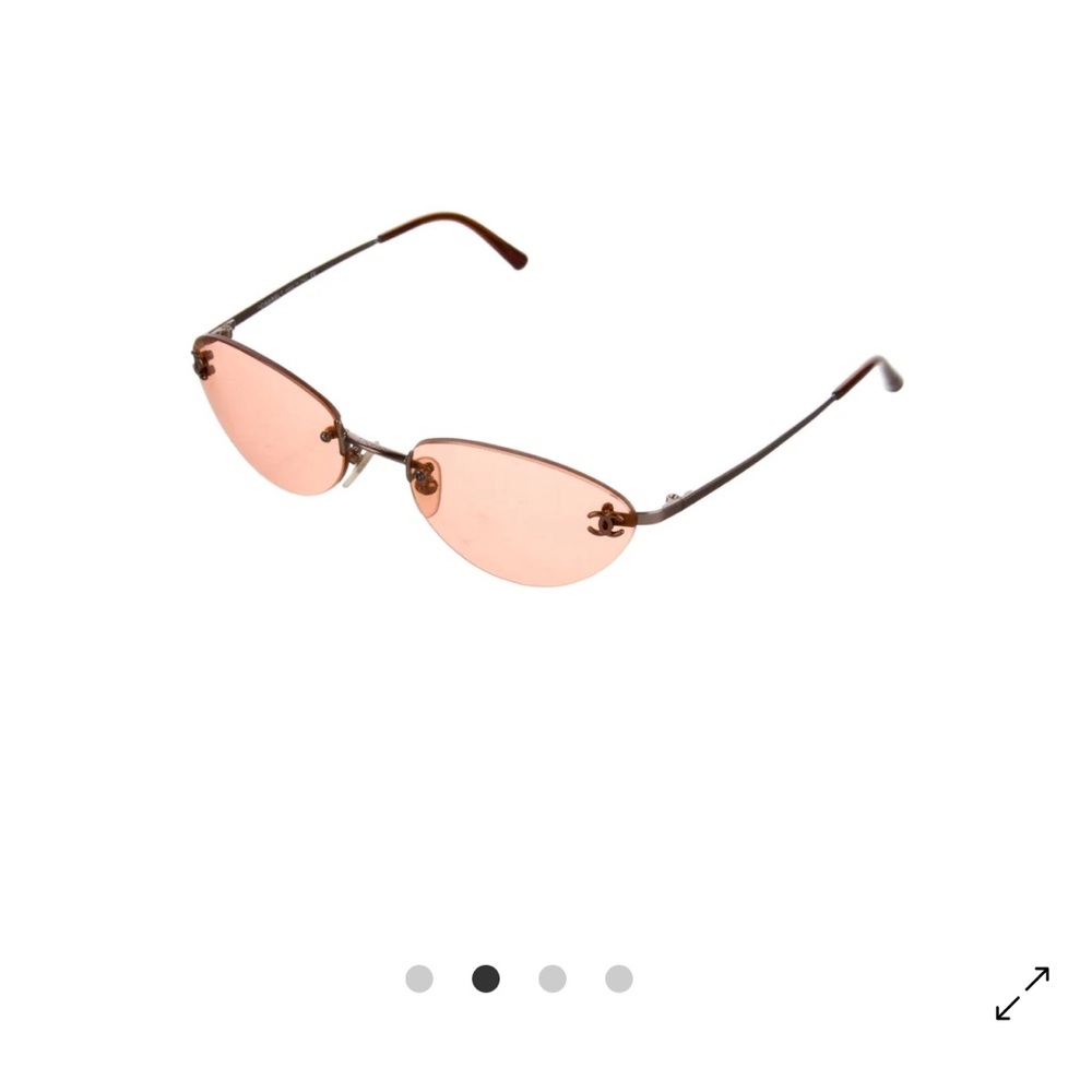 CHANEL Vintage Pink/orange Rimless Sunglasses with Metallic Temples